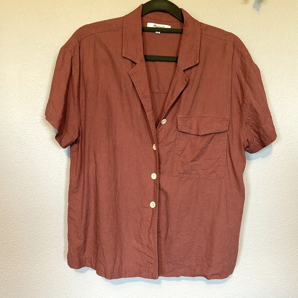 Madewell Linen-Blend Camp Shirt - XS - Picture 3 of 6